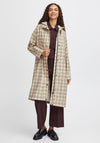 b.young Avan Check Long Raincoat, Beige Multi