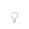 ChloBo Mini Puffed Heart Stretch Ring, Silver