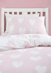 Catherine Lansfield Brushed Hearts Reversible Duvet Cover Set, Pink