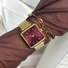 Cluse La Tetragone Watch, Gold & Dark Cherry