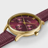 Cluse Minuit Multifunction Leather Strap Watch, Gold & Dark Cherry