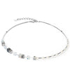 Coeur de Lion GeoCube Fusion Precious Pearls Necklace, Silver & Grey