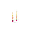 Coeur de Lion GeoCube Precious Fusion Pearls Earrings, Gold & Magenta