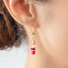 Coeur de Lion GeoCube Precious Fusion Pearls Earrings, Gold & Magenta