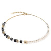 Coeur de Lion GeoCube Precious Fusion Pearls Necklace, Gold & Black