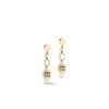 Coeur de Lion Mini Cubes Earrings, Gold & White