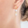 Coeur de Lion Mini Cubes Earrings, Gold & White