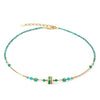 Coeur de Lion Square Stripes Necklace, Gold & Green