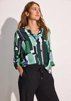 Cecil Panel Print Blouse, Green Multi