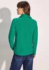 Cecil Ribbed Drawstring Neck Zipped Sweatshirt, Green