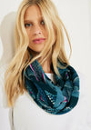 Cecil Spotty Floral Outline Loop Scarf, Teal