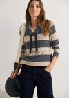 Cecil Text Print Striped Jumper, Night Sky Blue