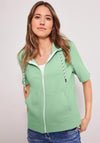 Cecil Short Sleeve Zipped Sweatshirt, Sage Green