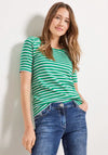 CECIL Round Neck Stripe T-Shirt, Fresh Green