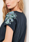 CECIL Floral Print Shoulder T-Shirt, Navy