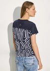 Cecil Contrast Geometric Print T-Shirt, Navy & White