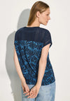 Cecil Embroidery Neck Print Top, Navy & Blue