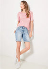 CECIL Round Neck Stripe T-Shirt, Soft Pink