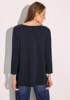 Cecil Colour Block V Neck Jumper, Navy