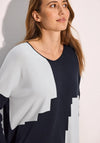 Cecil Colour Block V Neck Jumper, Navy