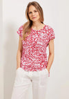 Cecil Crinkle Look Floral Top, Strawberry Red