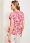 Cecil Crinkle Look Floral Top, Strawberry Red