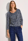 Cecil Print Tie Neck Top, Navy Multi