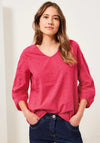 Cecil Embroidery Pattern Oversized Top, Coral