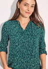 Cecil Slit Tie Neck Blouse, Green Multi