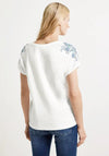 CECIL Floral Print Shoulder T-Shirt, White