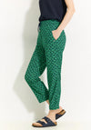 Cecil Leaf Fan Print Trousers, Green & Navy