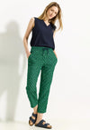 Cecil Leaf Fan Print Trousers, Green & Navy