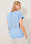 Cecil Text & Rhinestone Print T-Shirt, Tranquil Blue