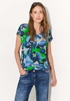 Cecil Printed Scoop Neck T-Shirt, Blue Multi
