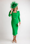 Claudia C Puff Sleeve Pencil Dress, Green