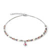 Coeur De Lion Brilliant Square Necklace, Silver & Pink