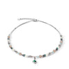 Coeur De Lion Brilliant Square Necklace, Silver & Dark Green