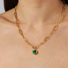 Dyrberg/Kern Lisanna Chain Link Necklace, Gold & Emerald Green