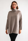 D.e.c.k by Collage One Size Roll Neck Jumper, Taupe