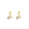 Absolute Pearl Swirl CZ Earrings, Gold