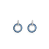 Absolute CZ Disc Pendant Earrings, Silver & Navy