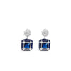 Absolute CZ Cube Drop Earrings, Silver & Navy