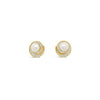 Absolute Spiral CZ Pearl Stud Earrings, Gold