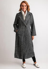 Oui Chevron Print Trench Coat, Grey