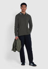 Farah Alvin Tipped Collar Long Sleeve Polo Shirt, Evergreen