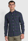 Farah Brewer Slim Fit Check Shirt, Woodland Pine & Navy