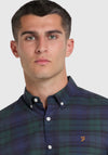 Farah Brewer Slim Fit Check Shirt, Woodland Pine & Navy