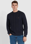 Farah Mendon Cable Knit Jumper, Navy