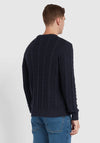 Farah Mendon Cable Knit Jumper, Navy