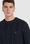 Farah Mendon Cable Knit Jumper, Navy